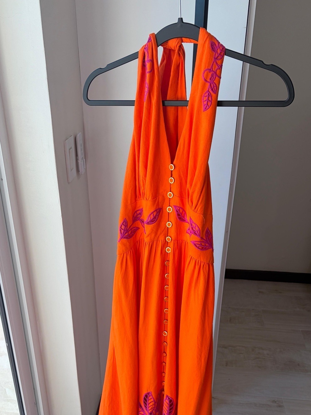 Farm Rio Orange Fruit Richelieu Artisanal Maxi Dress - Picture 3 of 8